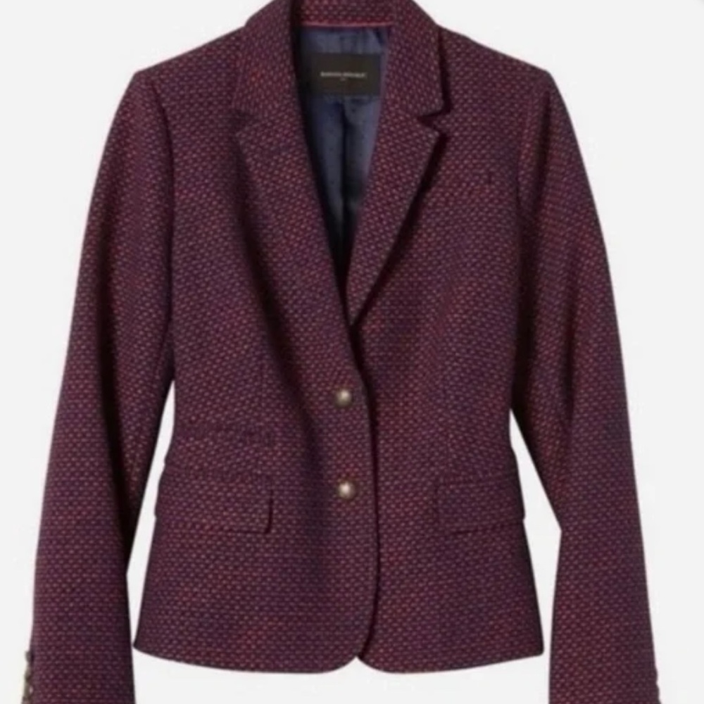 Banana Republic Red and Blue Tweed Blazer Size 14 NWOT